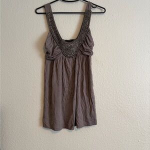 Y2K beaded tank top with ruched details